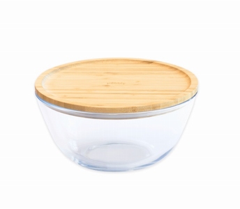 bewaar- en ovenschaal glas met deksel bamboe - Pebbly