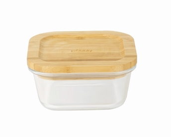 plat en verre + couvercle bambou - Pebbly