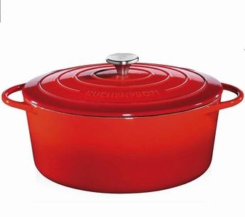 stoofpot gietijzer rood ovaal - Kuchenprofi
