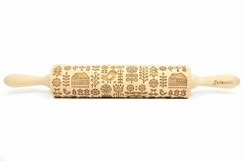 Rouleau à pâtisserie en bois gravé 43 cm - Scandinavian