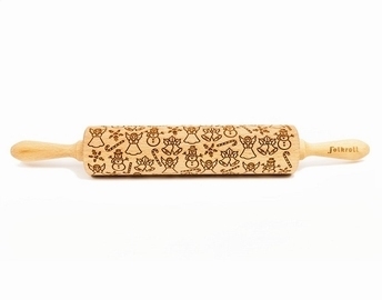 Rouleau à pâtisserie en bois gravé 43 cm - Chrismas mix