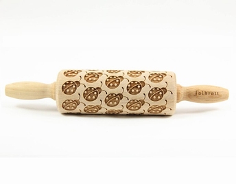 Rouleau à pâtisserie en bois gravé 23 cm - Coccinelles