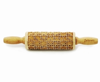 Rouleau à pâtisserie en bois gravé 23 cm - Puzzle