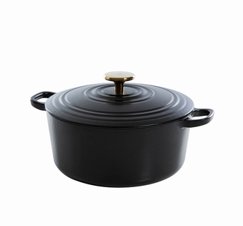 Stoofpot gietijzer zwart mat rond - BK