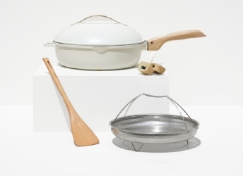 Sauteuse céramique 8 en 1 anti-adhésif 28 cm crème - Cookut