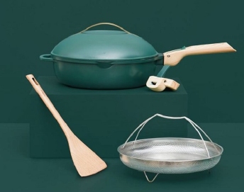 Sauteerpan 8 in 1 keramisch anti-kleef 28 cm groen - Cookut