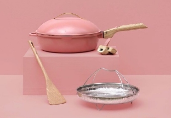 Sauteuse céramique 8 en 1 anti-adhésif 24 cm rose - Cookut