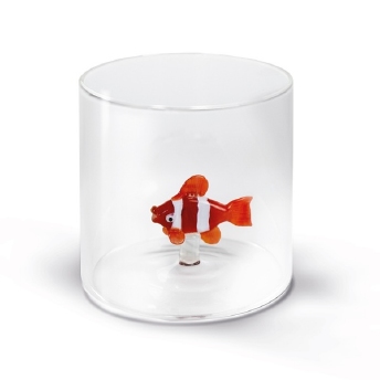 Drinkglas met gekleurd glasmotief - WD