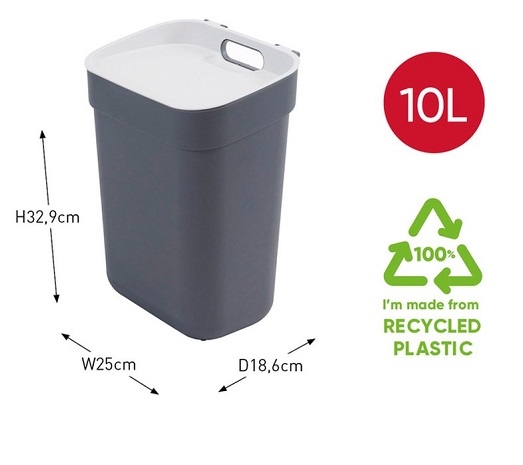 Afvalbak 10L grijs - Curver
