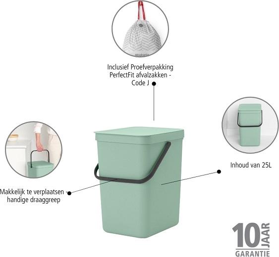 Afvalbak 25L  jadegroen - Brabantia