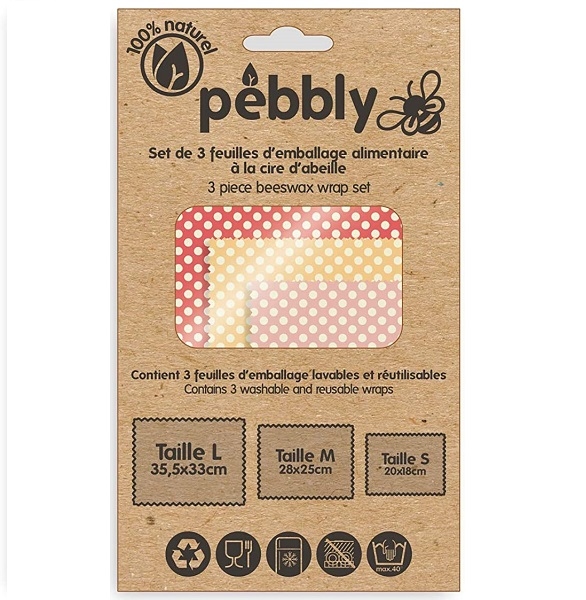 Bijenwas vershouddoekjes set/3 - Pebbly