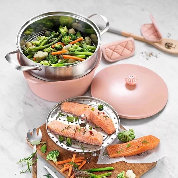 Cocotte céramique anti-adhésif 28 cm rose - Cookut