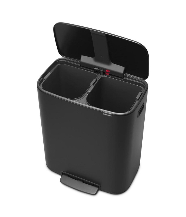 Poubelle à pédale 2 x 30L noir mat - Brabantia