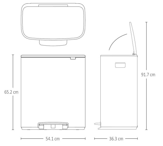 Poubelle à pédale 2 x 30L noir mat - Brabantia