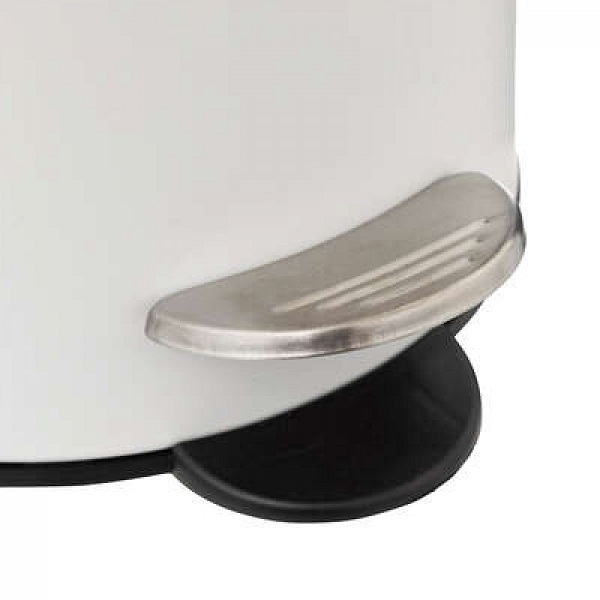 Poubelle à pédale 3 L blanc avec couvercle en bambou