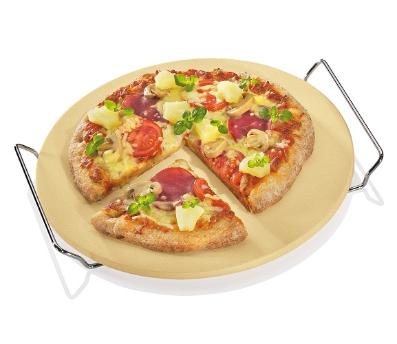 Pizzasteen met houder 33cm - Kuchenprofi
