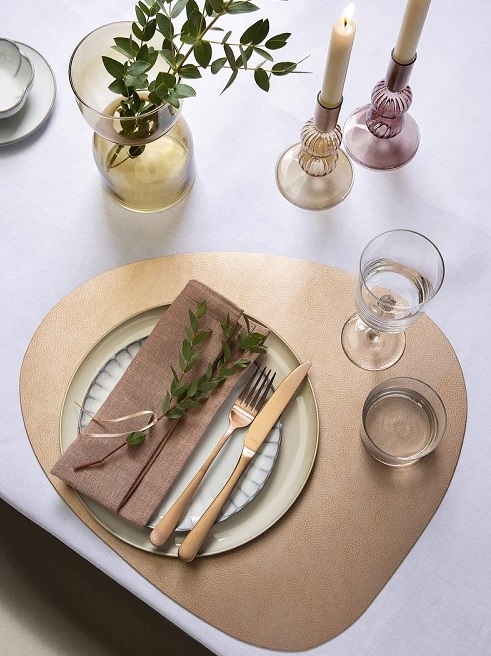 Set de table pebble métalic cuir - Finesse