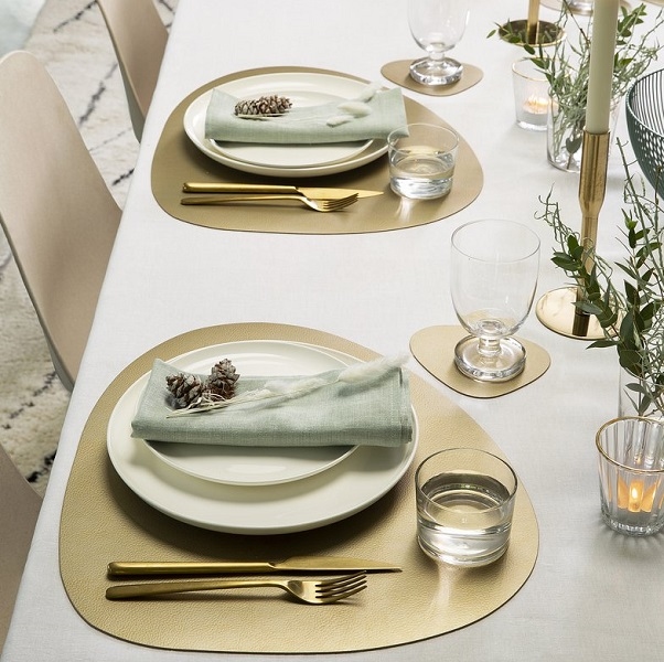 Set de table pebble métalic cuir - Finesse