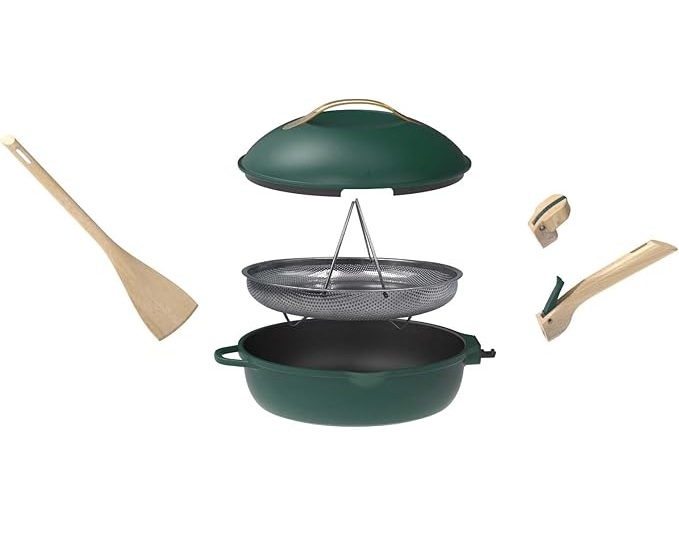 Sauteerpan 8 in 1 keramisch anti-kleef 24 cm groen - Cookut