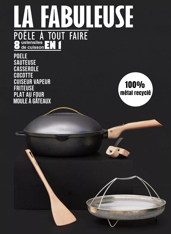 Sauteerpan 8 in 1 keramisch anti-kleef 28 cm zwart - Cookut