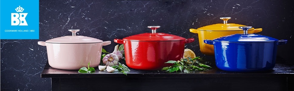 Cocotte en fonte émaillée ronde bleu royal - BK