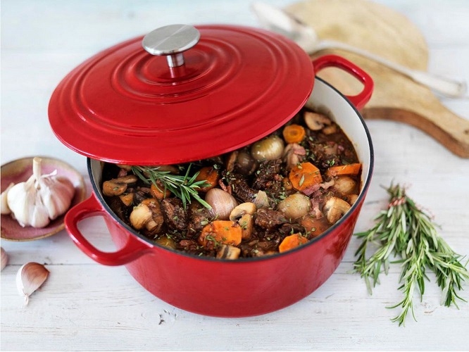 Stoofpot gietijzer rood rond - BK