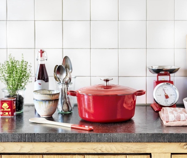 Stoofpot gietijzer rood rond - BK