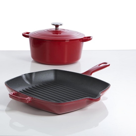 Stoofpot gietijzer rood rond - BK