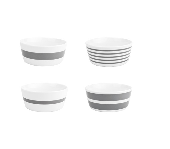 Stripes set van 4 schaaltjes grijs-Salt&Pepper
