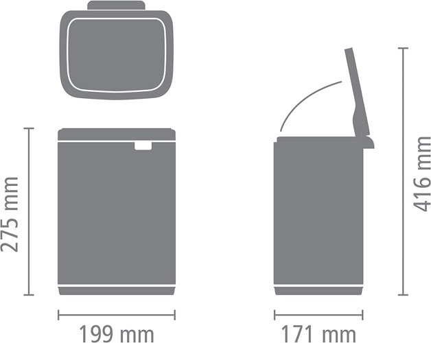 Vuilbakje 4L mat zwart - Brabantia