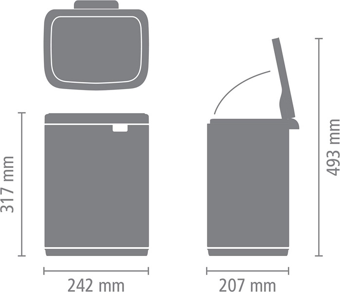 Vuilbakje 7L mat zwart - Brabantia