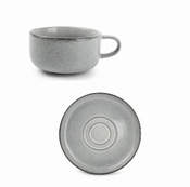 Tasse et sous-tasse bleu-gris  - S&P